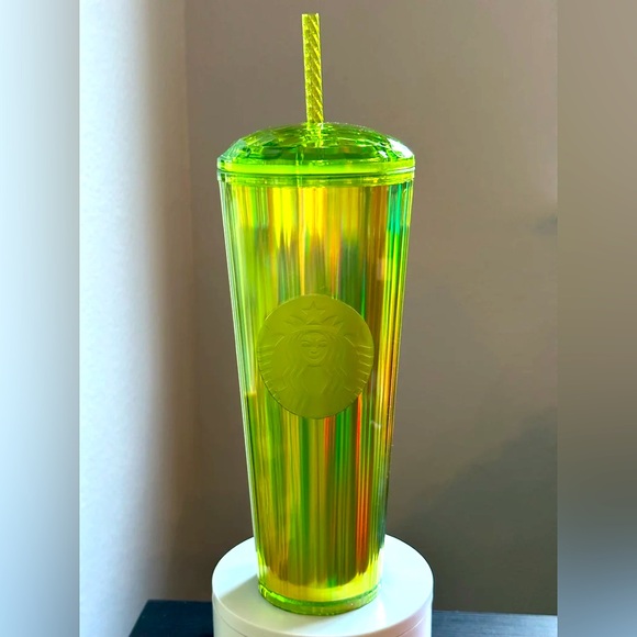 Starbucks Lime Green Iridescent Dome Lid Venti 24oz Cold Cup Tumbler - Picture 2 of 4